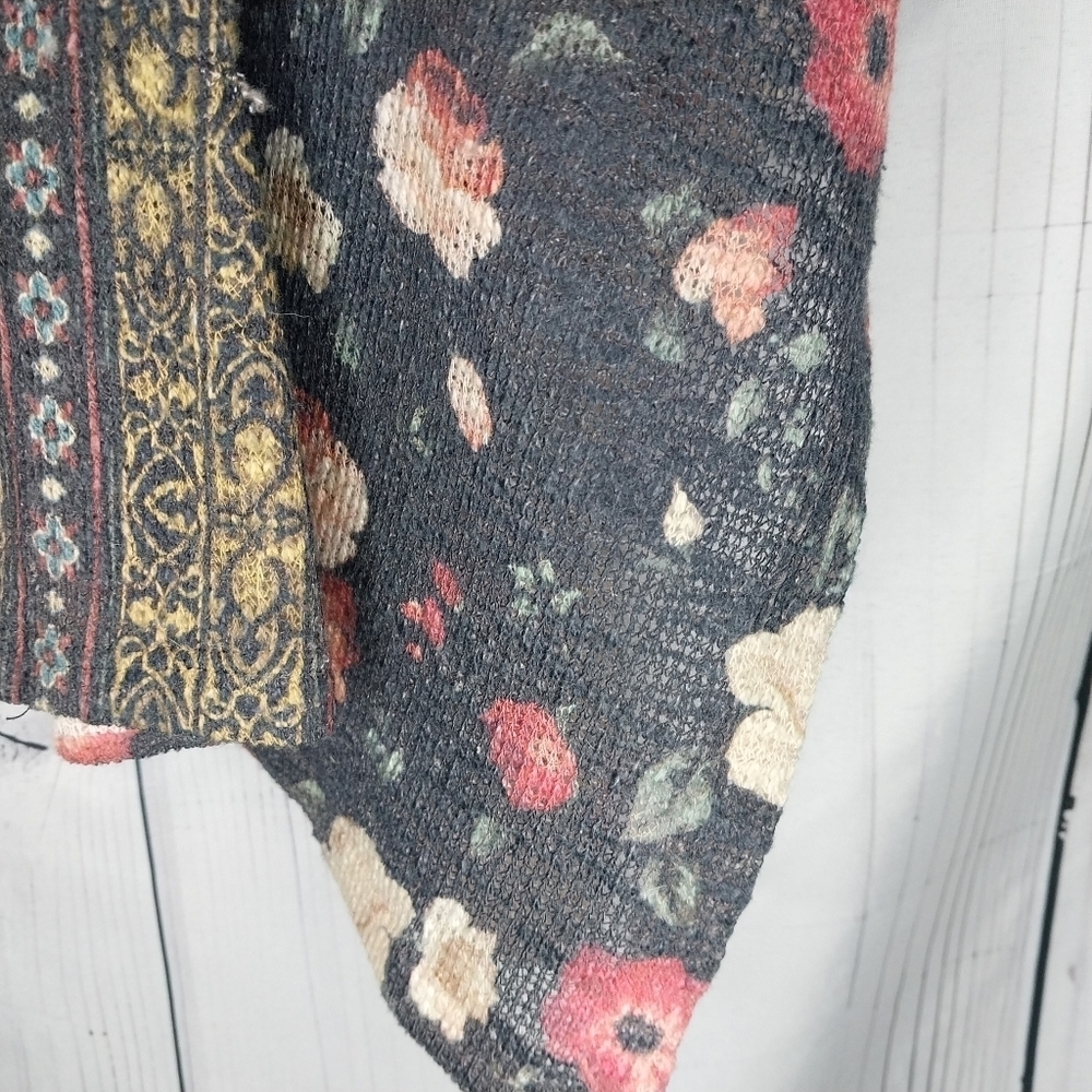 Sadie & Love Floral Open Front Short Sleeve Flowy Festival Kimono Boho Cardigan - Picture 6 of 11